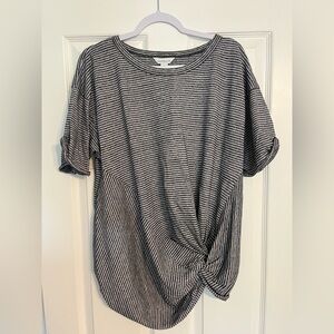 Sundance Black and White Tie Front Relaxed T-Shirt